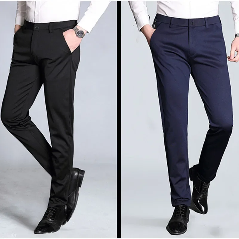 Formal Dress Suit Pants Tall Men 190CM Business Black Blue Plus Size 40 42 44 46 Extra Long Lengthened Straight Office Trousers