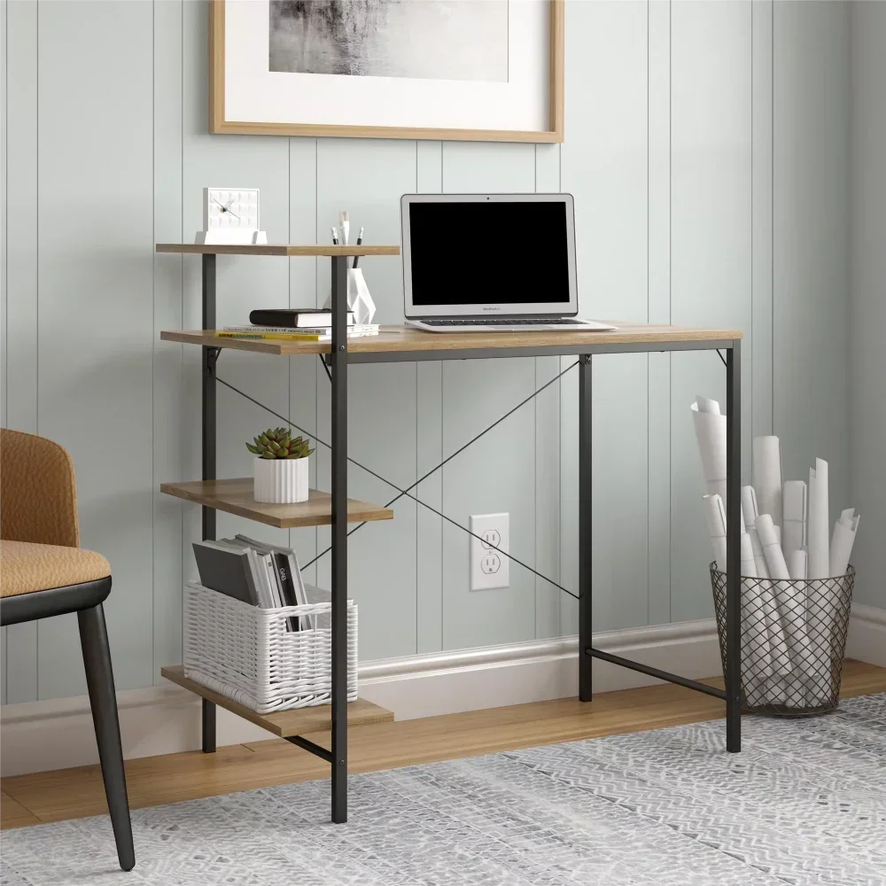 Mainstays Side Storage Desk - Natural Desk  Desk Table  Office Table