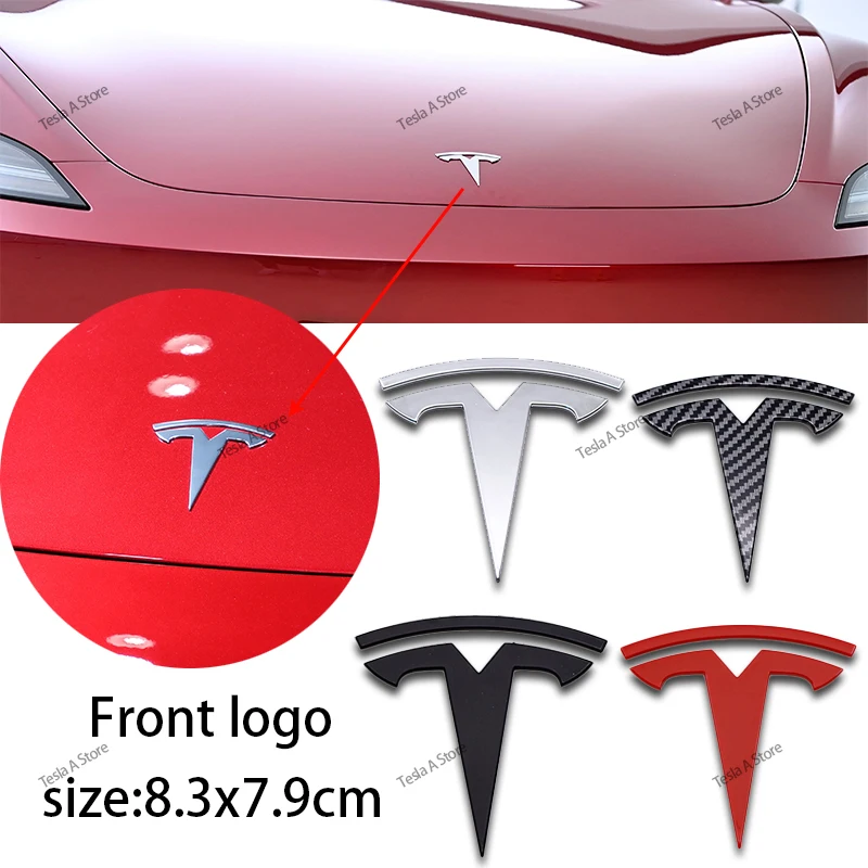 3pcs for Tesla Model 3 Model Y car logo pasting, tail label, front label, carbon fiber steering wheel logo modification fashion