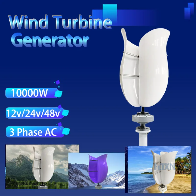 

10000W Vertical Wind Turbine Generator 10KW 12V 24V 48V Magletiv Alternator 20KW Windmill With MPPT Charging Controller