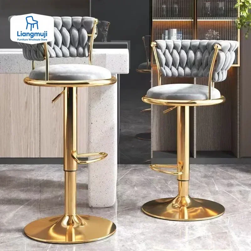 

Lift and Rotate Home Bar Chair for Barbershop Barstool Height Adjustable Chair Luxury Bar Stool High Breakfast Benches Furniture
