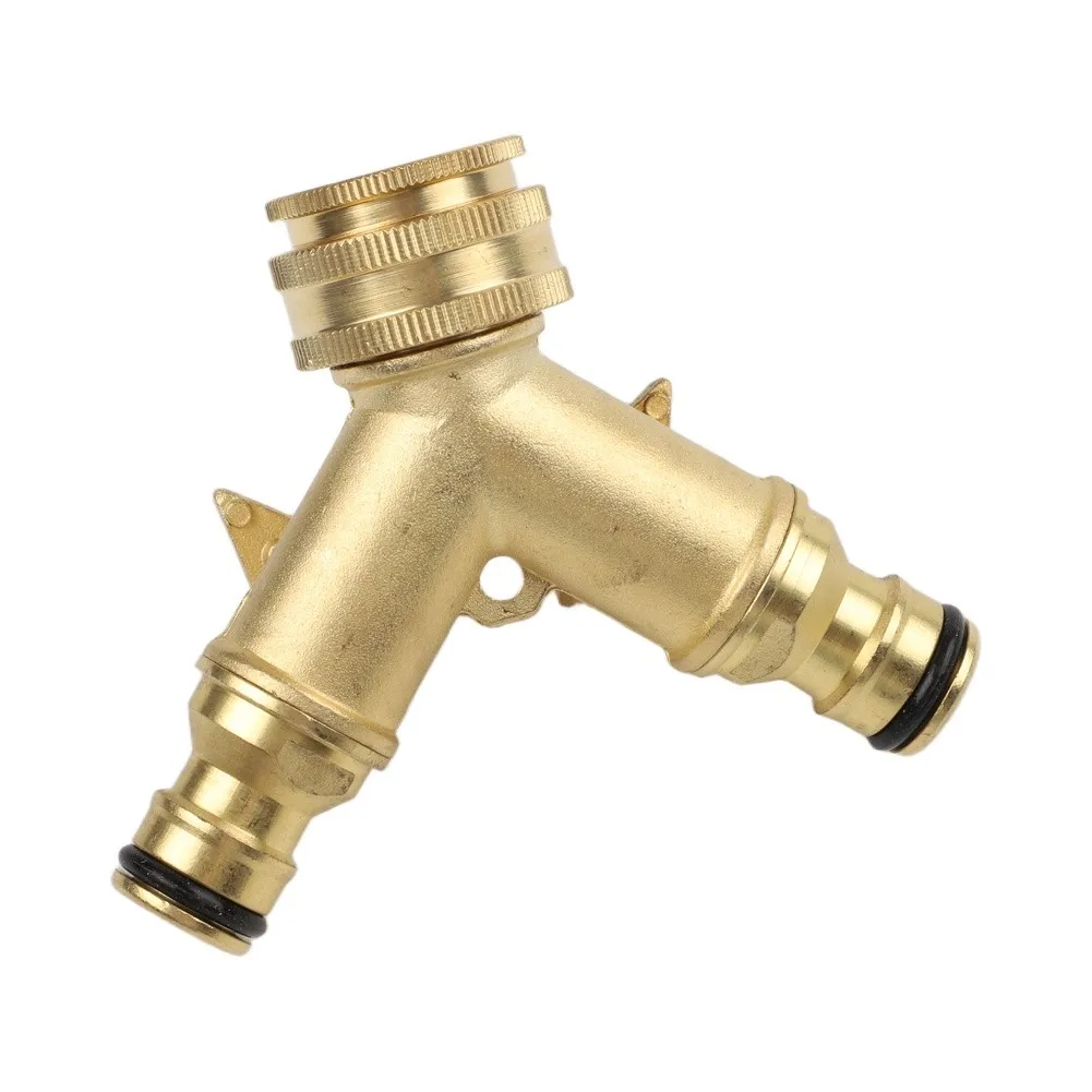 Water Divider Brass Tee Valve for Washing Machine with Independent Outlet Control 1 Input 2 Outputs Y Shape Design