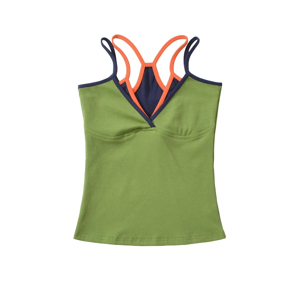 

Breathable Slim Fit Fake Two Pieces Camisole Sleeveless Patchwork Crop Tops Women Streetwear Halter Camisole Travel