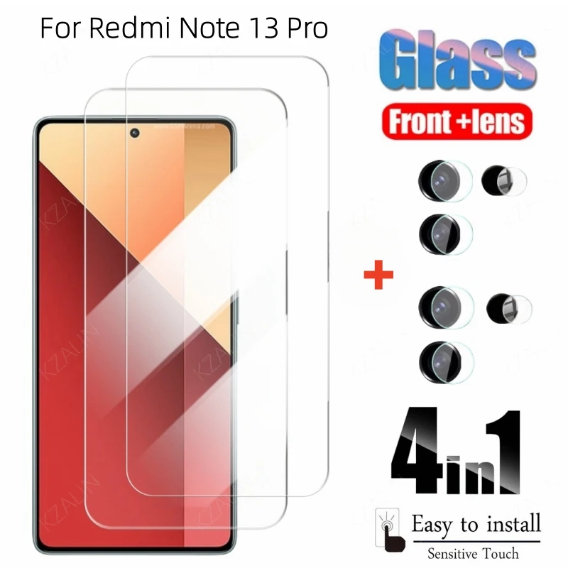 4in1 Tempered Glass  For Xiaomi Redmi Note 13 Pro 5G Full Coverage Screen Protector  For Redmi Note 13Pro 4G Camera Lens Protect