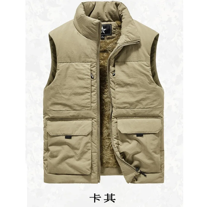 

Мужской жилет, зимняя ветровка без рукавов, куртка, толстый теплый флисовый мужской жилет с воротником-стойкой, терможилеты, одежда