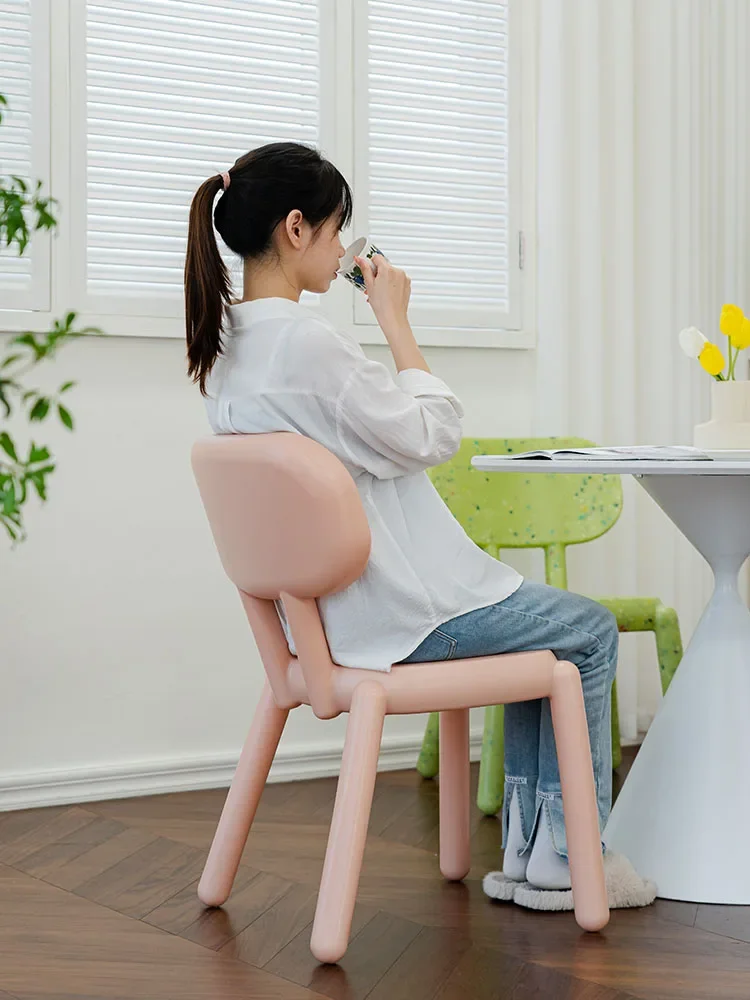 Nordic Plastic Dining Chairs Modern Living Room Stackable Backrest Chair Milk Tea Shops Leisure Stool Home Furniture