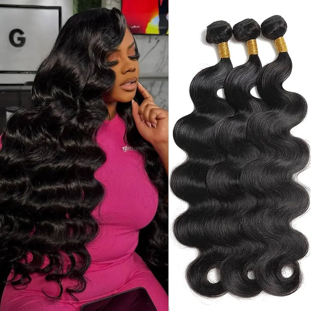 

Натуральные бразильские волосы Body Wave, 100% необработанные, Remy, черные, 10-30 дюймов