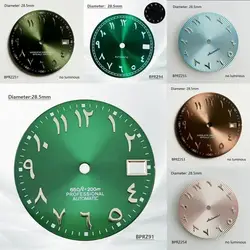 28.5mm NH35 Automatic Mechanical Movement Black Blue Green Silver Non Luminous Arabic Numeral Hot Selling Dial