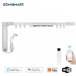 Zemismart-Trilha de Cortina Elétrica Personalizada com RF Remote, Motor, Tuya Smart Life, Alexa, Echo, Yandex, Alice, Voz