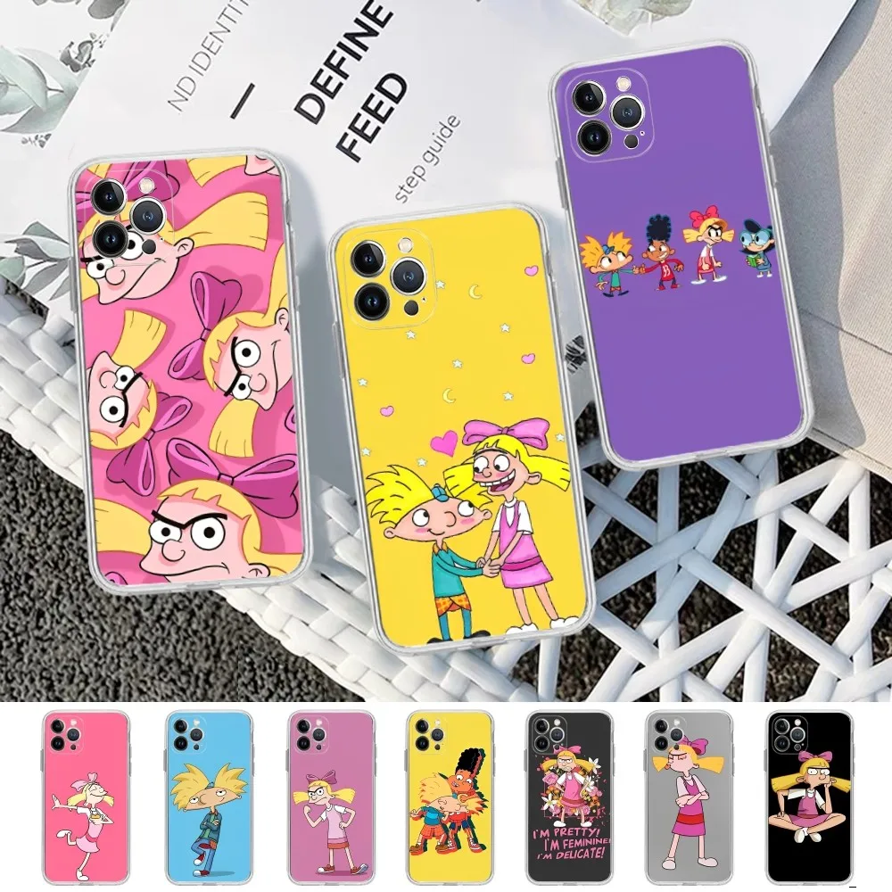 Hey Arnold Helga Bonito  Phone Case For iPhone 14 11 12 13 Mini Pro XS Max Cover 6 7 8 Plus X XR SE 2020 Funda Shell