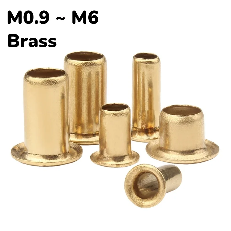 

M0.9 ~ M6 Латунная полая заклепка Медные гвозди с куриным ушком Трубчатые заклепки со сквозным отверстием