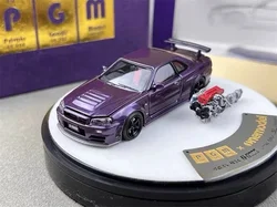 1:64 Nissan GTR R34 Z-Tune Midnight Purple Alloy full open die-cast miniature simulation model, adult decoration, boy toy