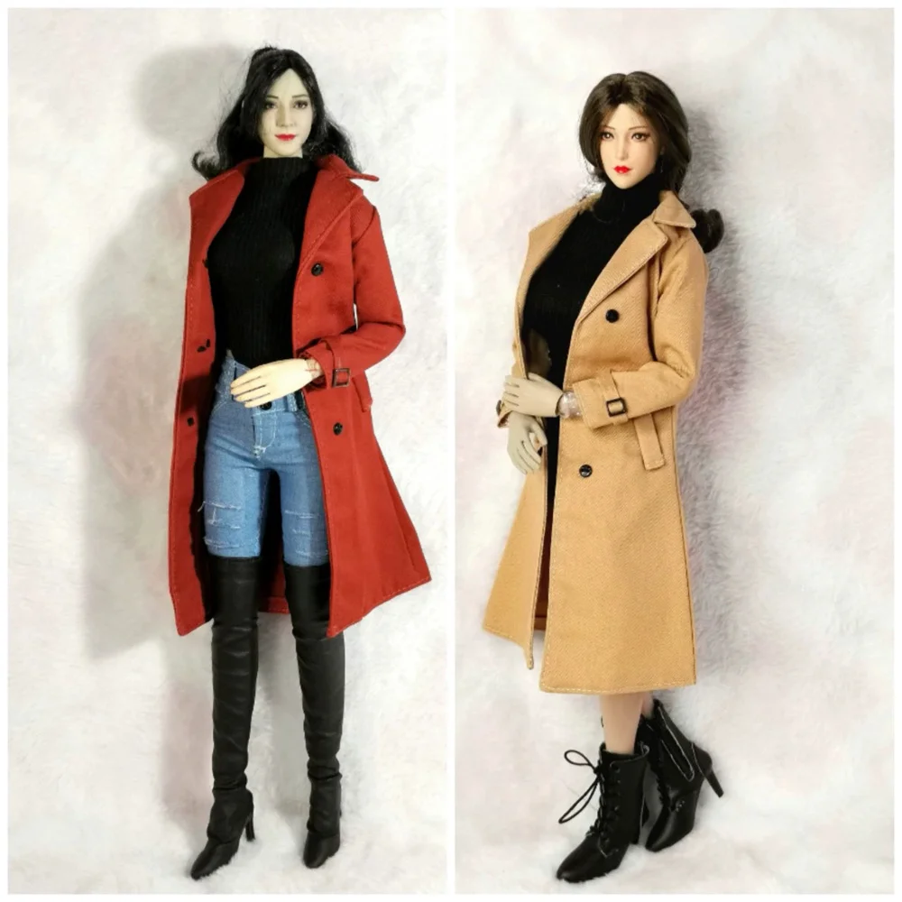 

1/6 Scale Female Women's Long Casual Windbreaker Soldier Clothing Model Trench Coat Accessories Model for 12''Figure Body Toys