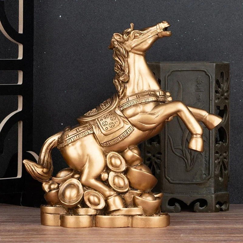 Feng Shui Lucky Resin Animal Horse Crafts Ornaments Chinese Home Living Decoration