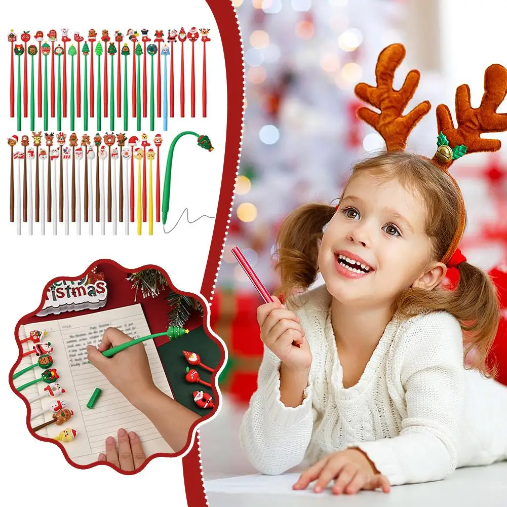 

Cartoon Christmas 3D Head Neutral Pen FunStationery Shakable Soft Silicone Shell Gel Pen Waterproof 0.5mm Student Christmas Gift