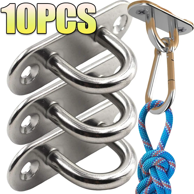 Stainless Steel Eye Plate Oblong Pad Eye Hook Ring Heavy Duty Wall Anchor Ceiling Mount Bracket for Boat Marine Hardware Hammock