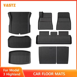Floor Mats Trunk Mats for Tesla Model 3 2024 Highland Car Trunk Mat Luggage Mat TPE Waterproof Anti-Slip Set Floor Liner Mat