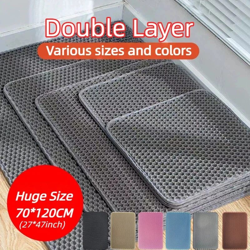 Cat Litter Mat Double Layer Pet Non Slip Big Pet Litter Box Filter MatWear Resistant Waterproof Anti-slip Cat Litter Mat