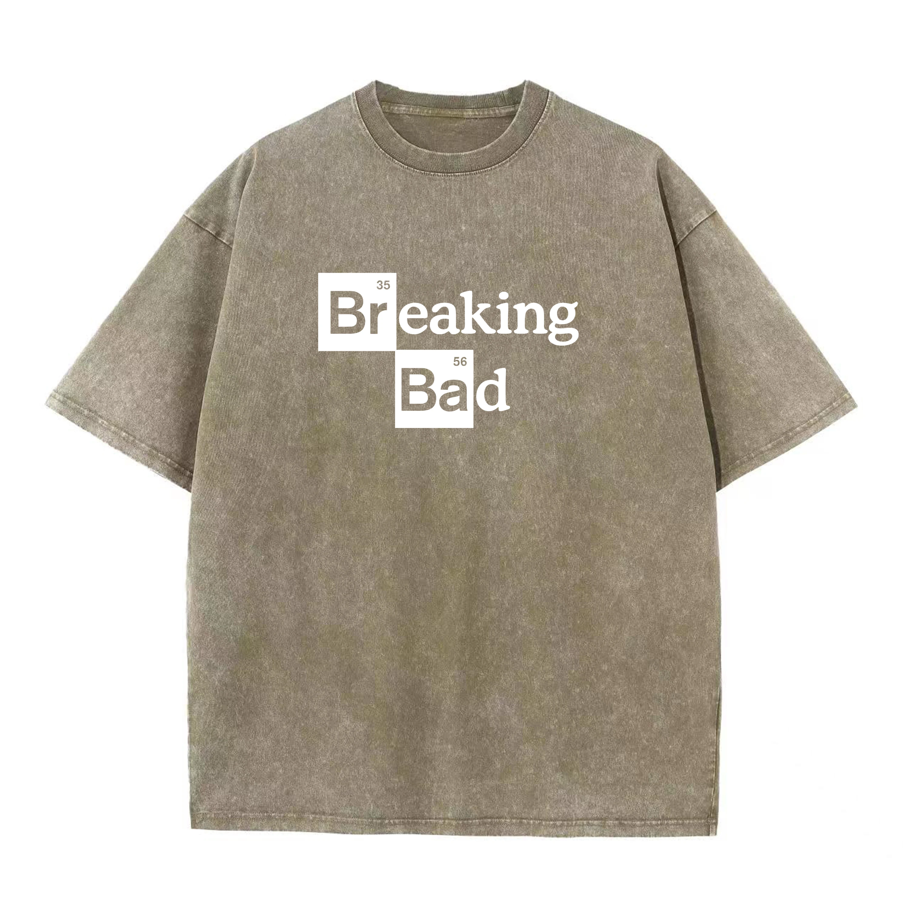 Popular TV Series Washed T shirt Breaking Bad Solid Color Print Tops Streetwear Men Sport Heisenberg Tee