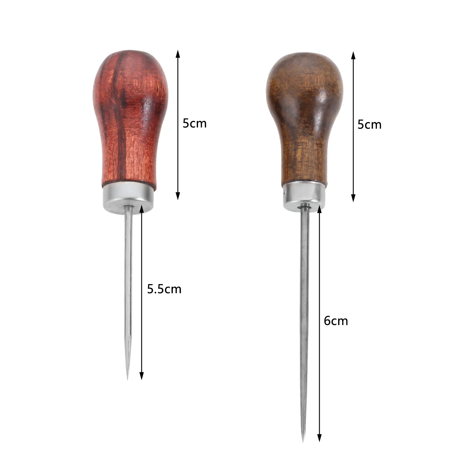 1pc Sewing Awl Tool Steel Needle Redwood Handle Piercing Leather Clothing Paper Craft Stitch Punch DIY Shoe Repair Binding Tools