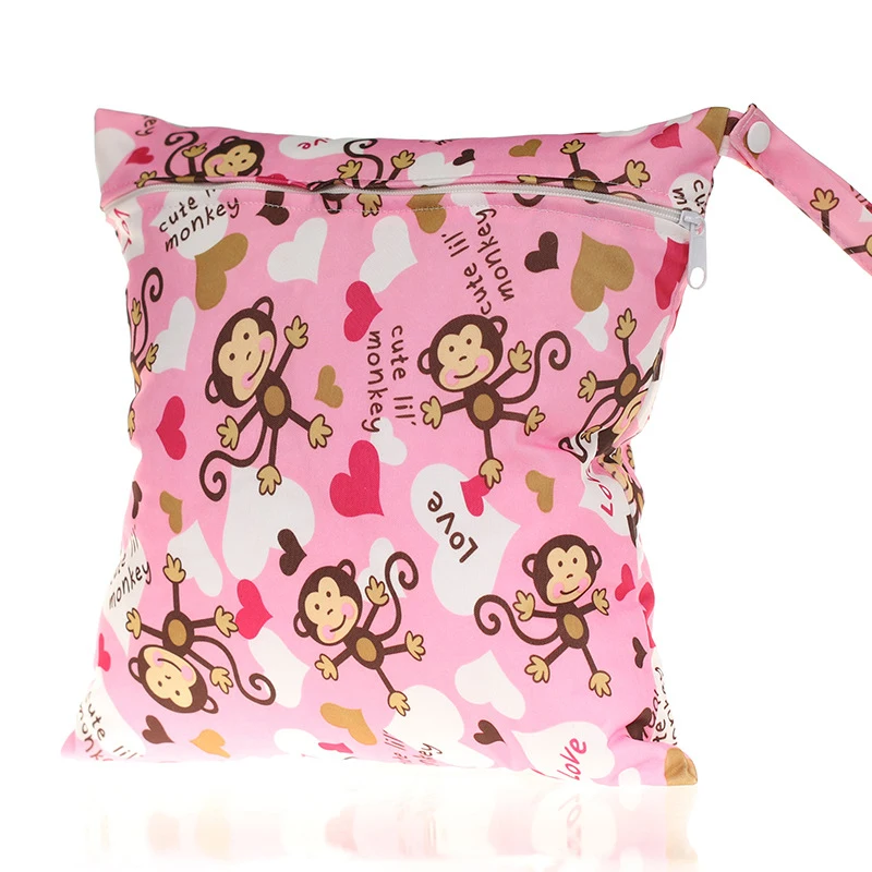 30X28cm Baby Diaper Storage Bag Waterproof Single Zipper Storage Bag Cartoon Pattern Baby Portable Travel Cart Stroke Handbag