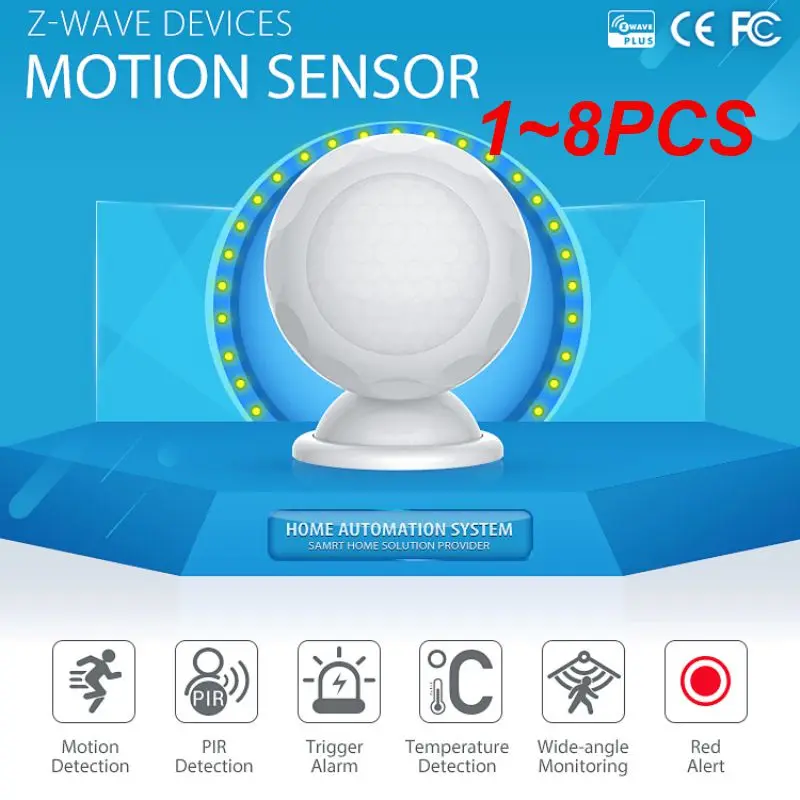 

1~8PCS Z-wave Plus PIR Motion Sensor With Temperature Detection Human Body Movement Detector EU 868.4MHz Alarm System Automation