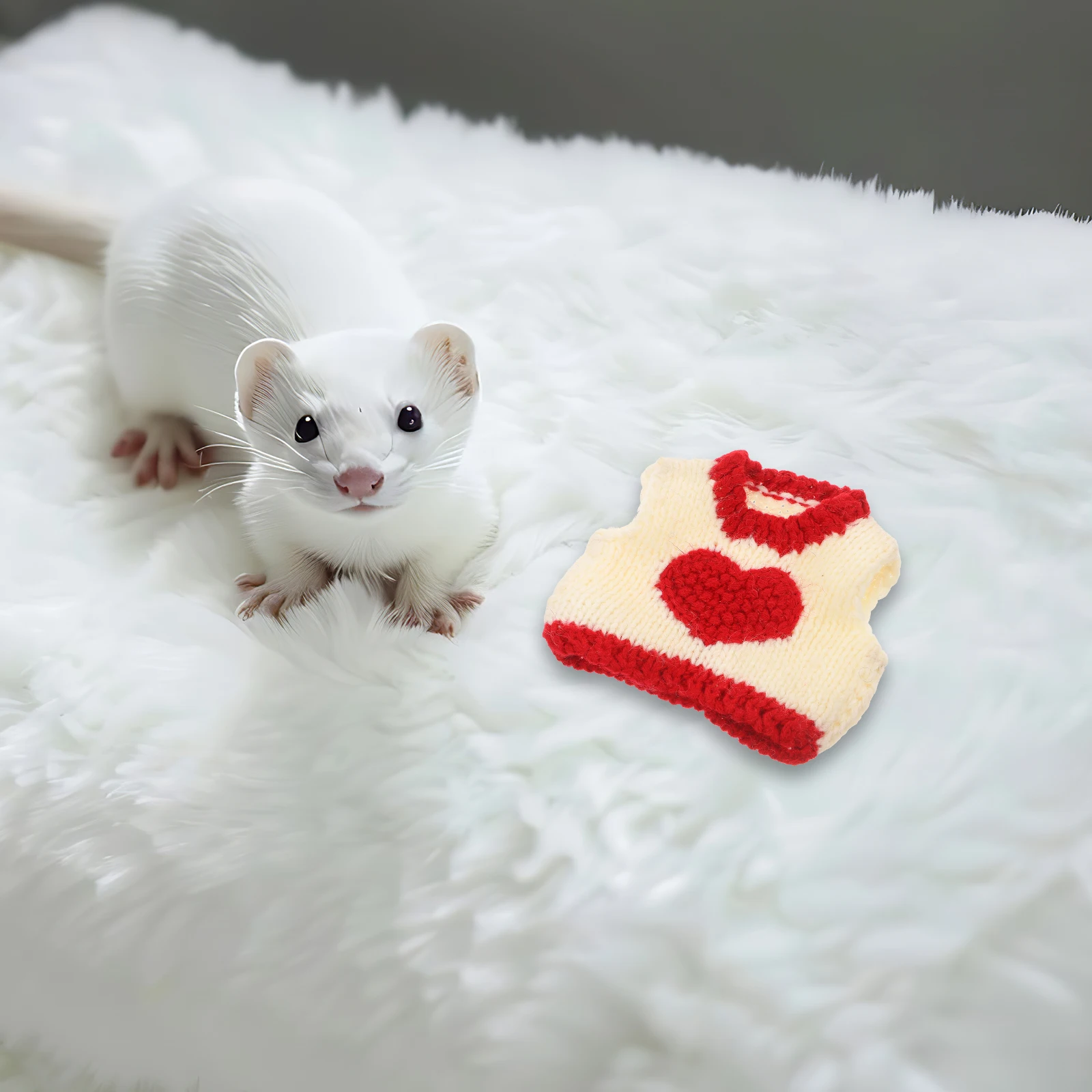 

Squirrel Love Sweater Valentine Day Pet Costume Warm Clothes Hamster Guinea Pig Outfit Soft Material Easy Fits Various