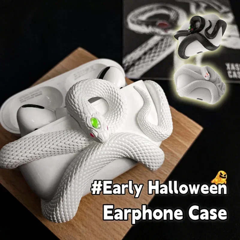 Snake Wireless Earphone Case Headset Protective Case For Airpods Pro/Pro2 Headphone Airpodspro Case Cover Early Halloween