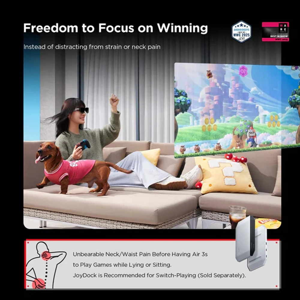 RayNeo Air 3S AR Glasses 201 بوصة شاشة عرض OLED صغيرة ثلاثية الأبعاد HD سينما خاصة تلفزيون الجيب للهاتف المحمول آلة ألعاب الكمبيوتر