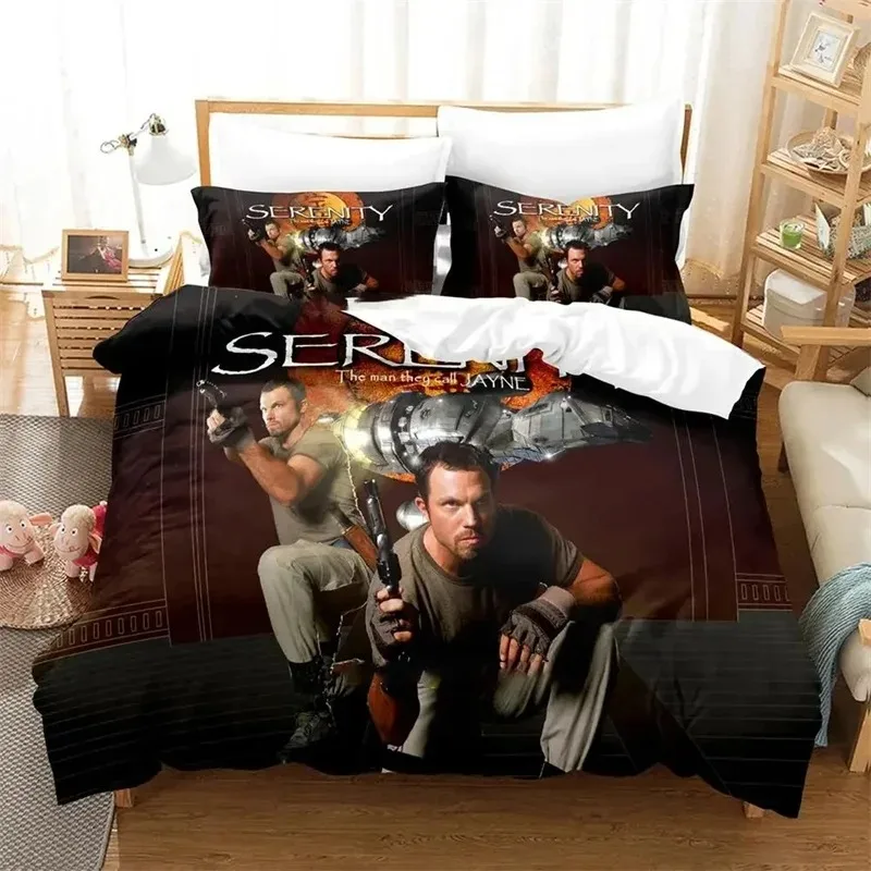 3D Print Movie Serenity Bedding Set,Duvet Cover Comforter Bed Set Quilt Cover Pillowcase,King Queen Twin Size Boys Girls Adultse