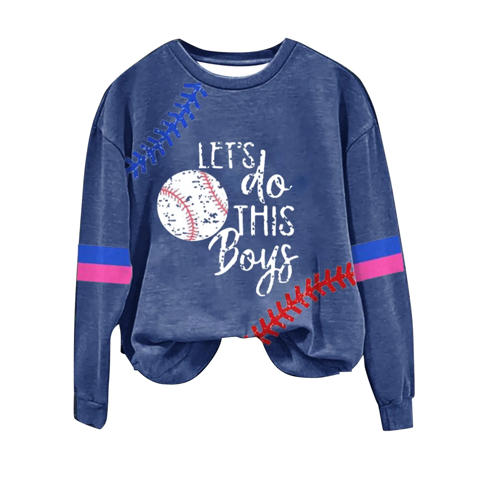 

Women's Baseball Printed Crew Neck Multi Color Multi Size Crew Neck Hoodless Long Ladies Zip up Shirts Full Fleece Sweatshirt