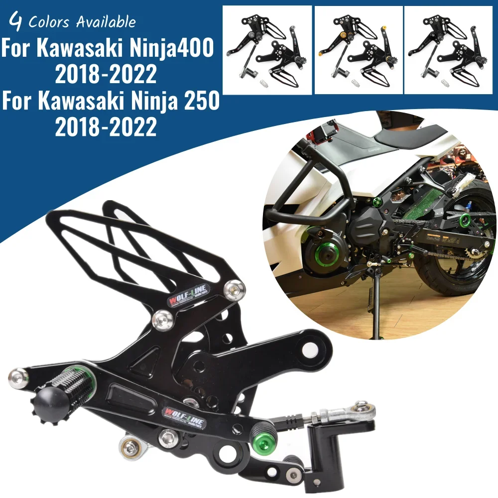 Adjustable Foot Rest Rear Footpegs for Kawasaki Ninja400 Ninja250 Z400 Ninja 400 250 2018-2024 2023 2022 Motorcycle Accessories