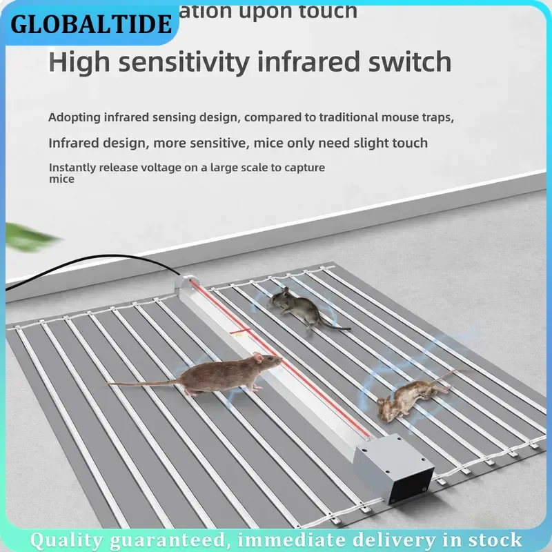 High Voltage Electric Mouse Trap Infrared Automatic Shock Safe Continuous Rodent Killer 50x65CM