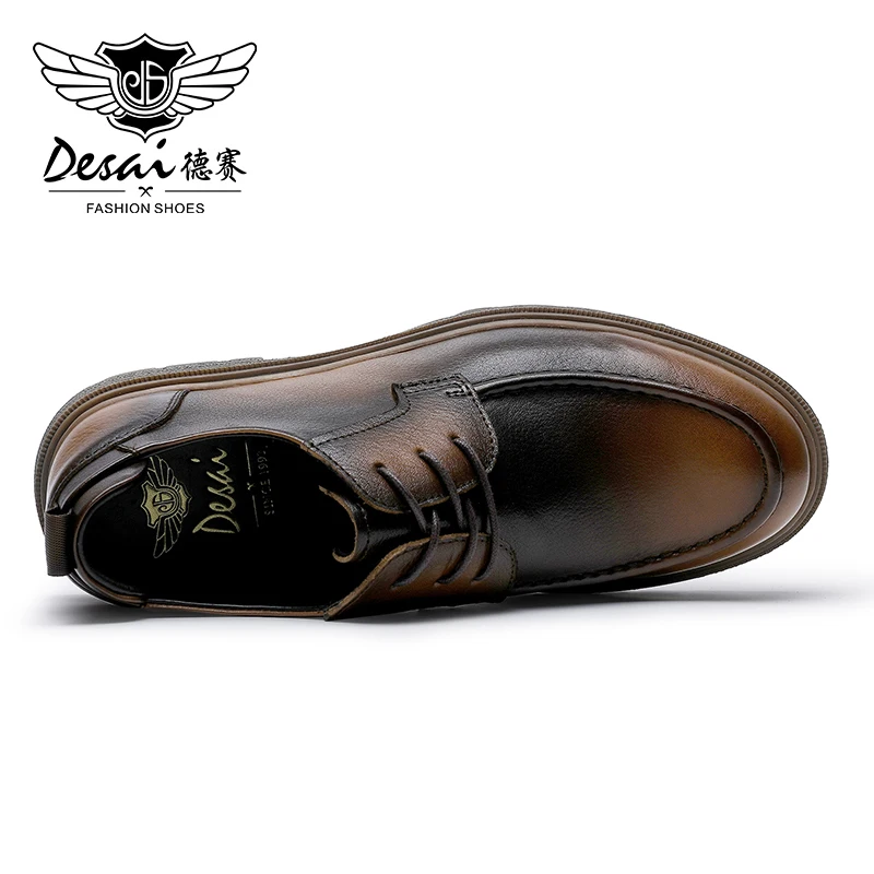 DESAI Full Grain Leather Men Shoes Genuine Full Grain Leather Luxury Brand Derby Breathable 2023 New Arrival Fashion Designer