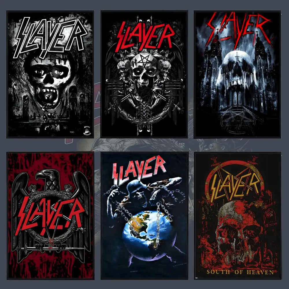 Band S-Slayer Thrash Metal Poster PP Self Adhesive Decorative Poster Waterproof Waterproof for Apartment Bedroom