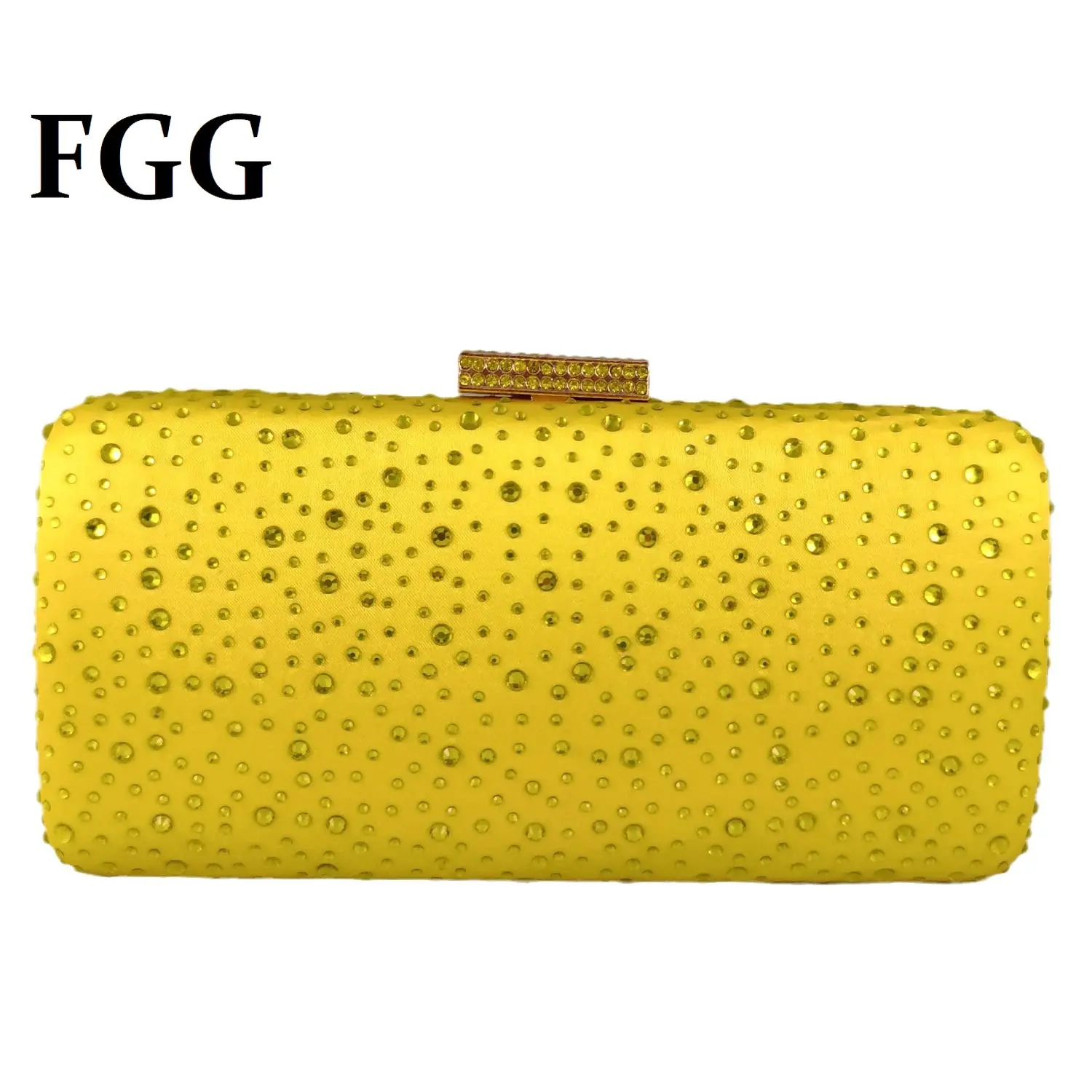 Boutique De FGG kobiety żółty kryształ torby wieczorowe wesele torebki i torebki Rhinestone Bridal Box Clutch Bag