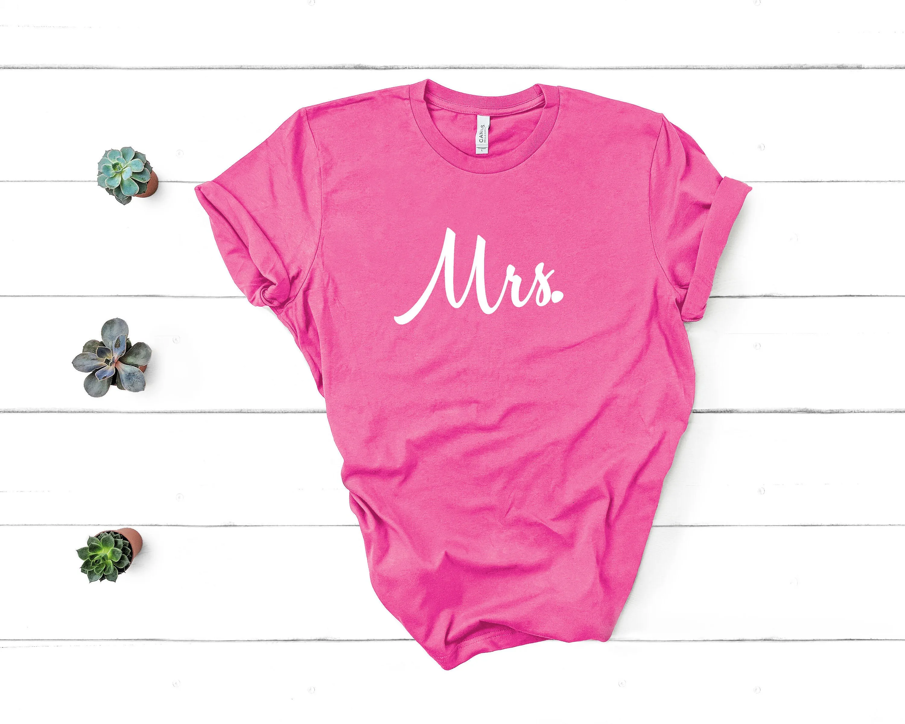 Mr And Mrs T Shirt Newlywed Just Married Honeymoon Bride Matching Groom