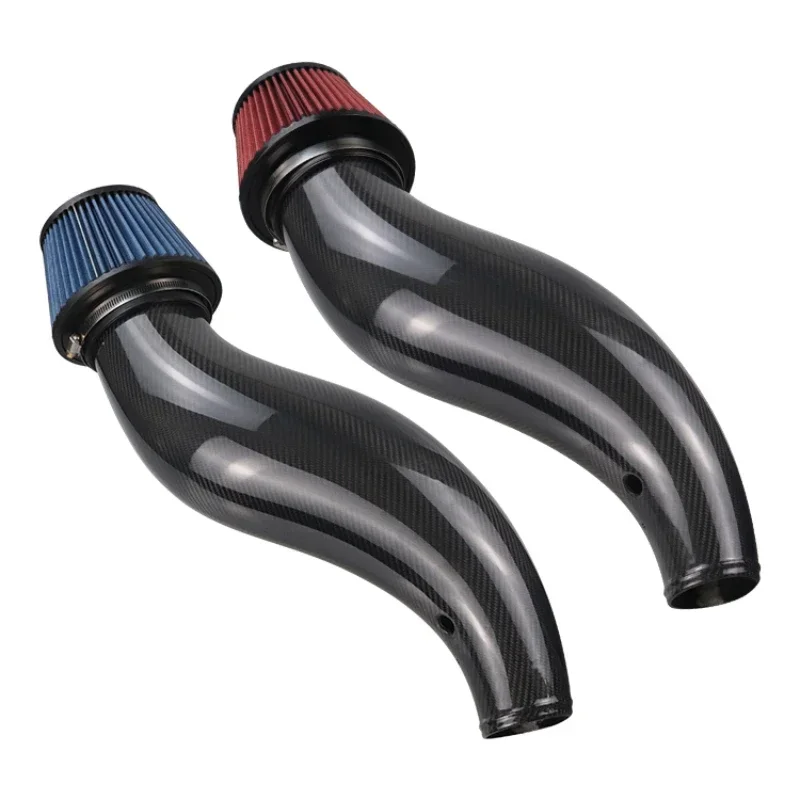 Universal Racing Carbon Fiber Air Intake Pipe  with air filter intake pipe