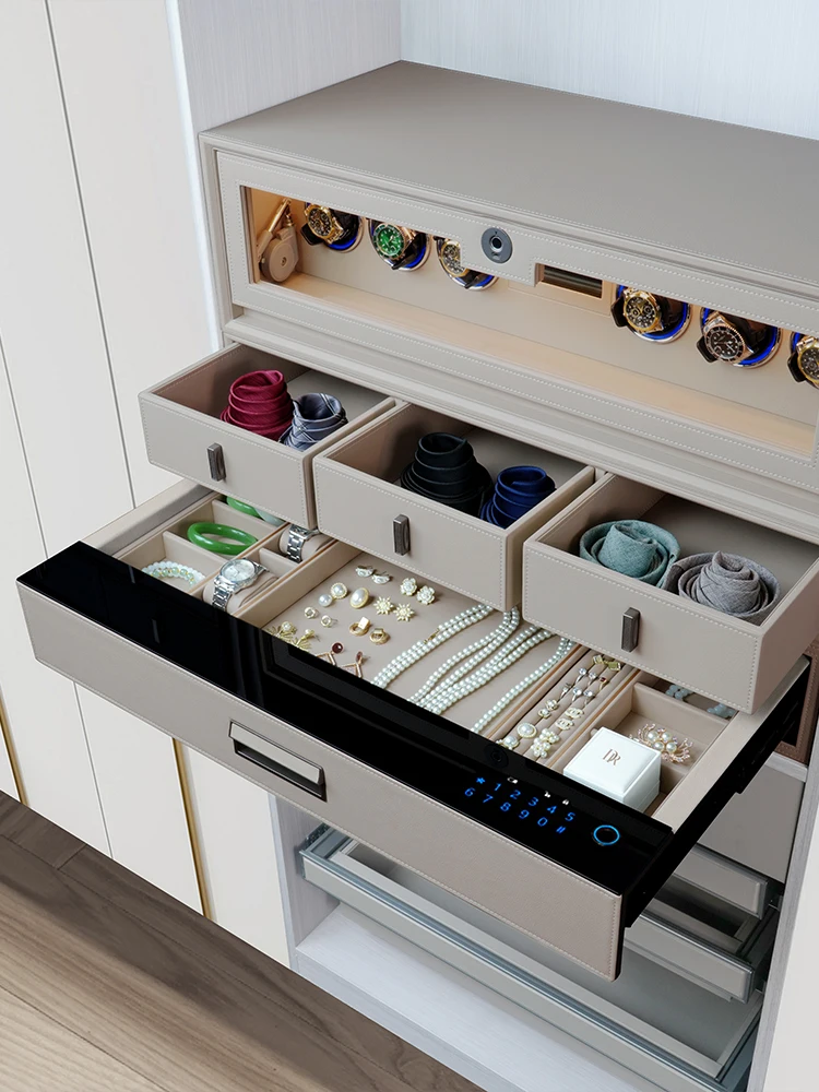Password Drawer Drawer Safe In Wardrobe Home Safe Watch Shaker Anti-theft Hidden High-end Leather Jewelry Watch Office Bedroom