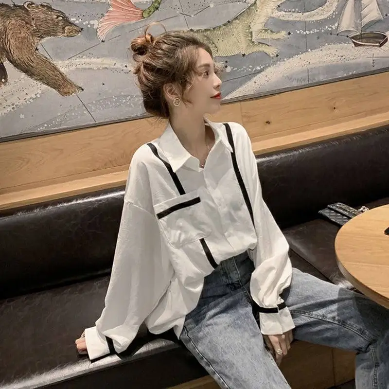 Summer Loose Thin Shirt 2024 Spring Autumn Women Fashion Blouse Lady Long Sleeves Female Loose Street Shirts Student Casual Tops