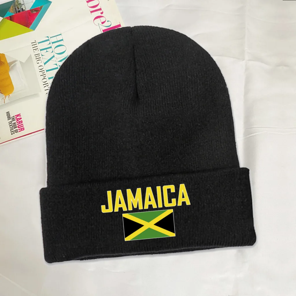 JAMAICA Country Flag Top Print Men Women Unisex Knitted Hat Winter Autumn Beanie Cap Warm Bonnet