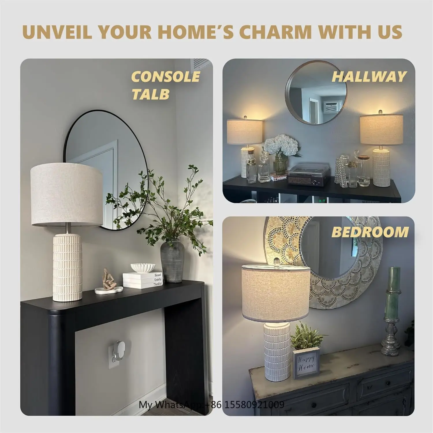 SIMIG Modern Ceramic Table Lamp White Beige Bedside Nightstand Lamps for Bedroom Living Room Farmhouse Table Lamps view 4