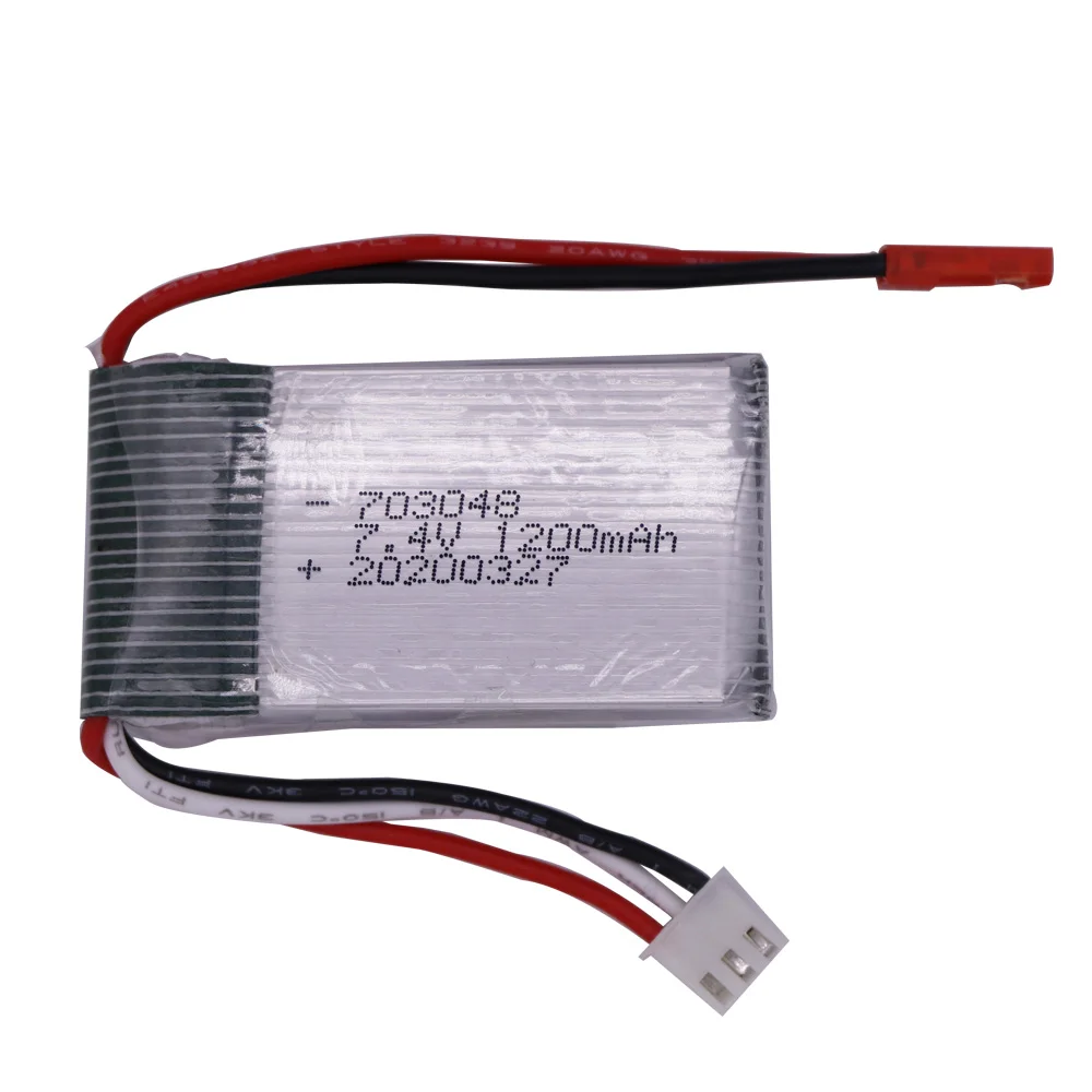 Batteria Lipo 7.4v 1200mAh 25C 703048 per MJXRC X600 RC Drone pezzi di ricambio 2S 7.4 V batteria agli ioni di litio con spina JST/SM/T/EL-2P/Tamiya