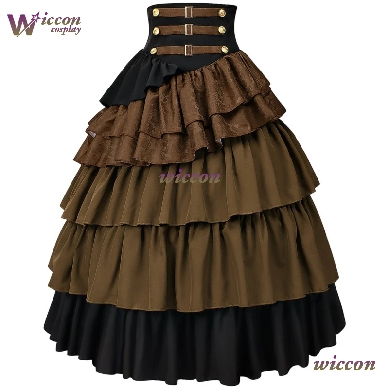 

OHY винтажное платье в стиле стимпанк для косплея, викторианское средневековое атласное платье с рюшами и отделкой лотоса, готические юбки, женская юбка-корсет, костюм пирата