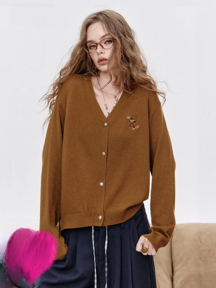 

Casual Loose Knitted V-Ne ort Cardigan Jaet Faionable Top Elf Sa Fairy ket Ladies' Nylon Polyester Blend Long Sl...