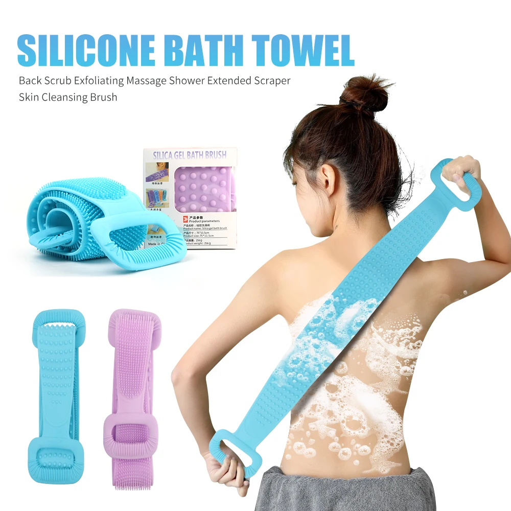 Body Sponge Silicone Brushes Bath Towels Body Scrubber Rubbing Back Peeling Massage Shower Extended Scrubber Skin Clean Brushes