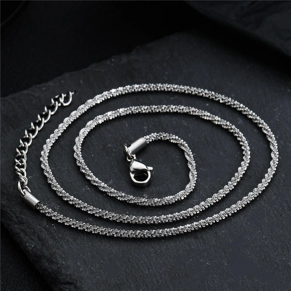 2,5 mm einfache Singapur-Kettenhalskette für Männer, Hip-Hop, Edelstahl, silberfarben, modischer Schmuck, Party-Accessoires – Detail 3