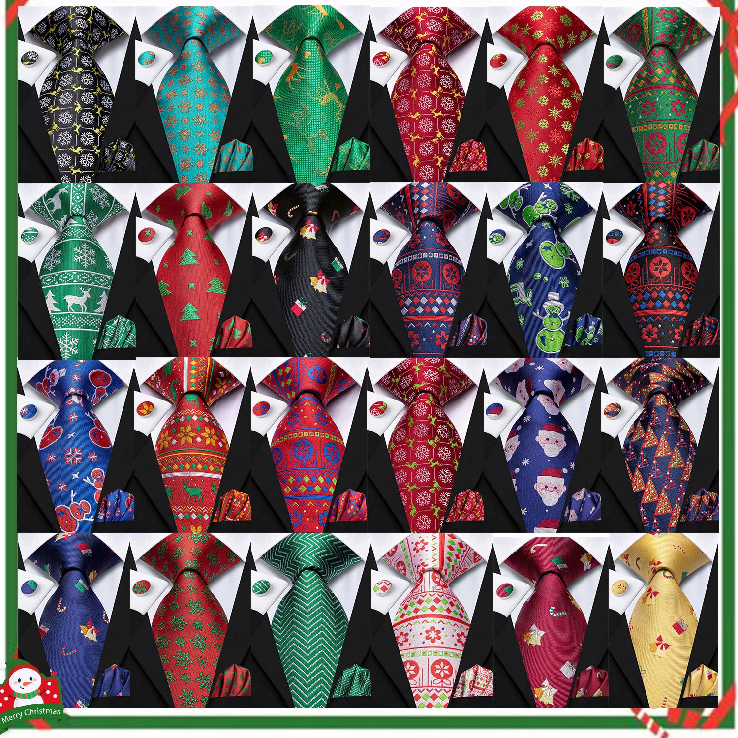 Hi-Tie Christmas Gift Silk Men's Tie Ties For Men Formal Festival snowflake Tree Wedding Party Neckties Gravatas