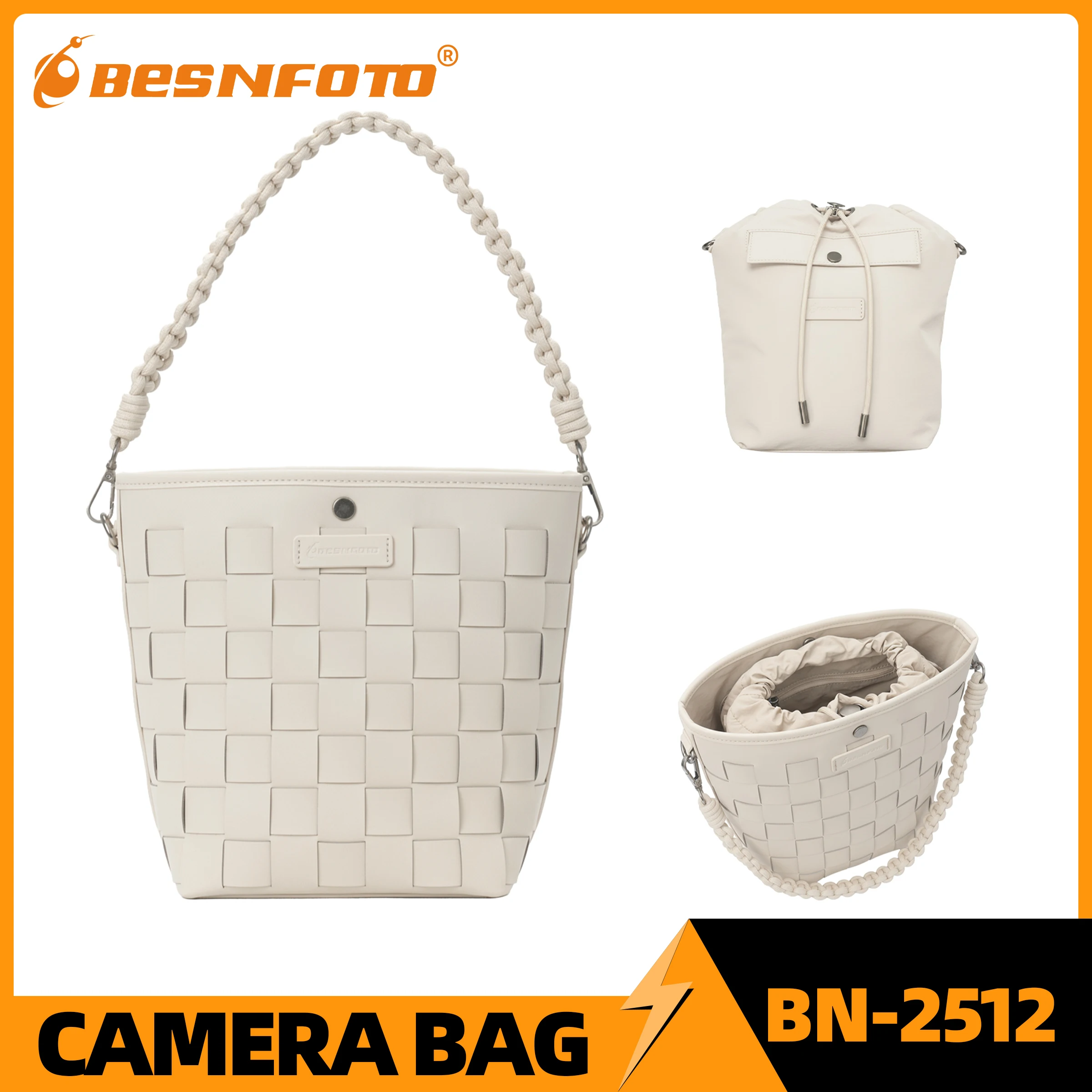 

Besnfoto Women's Leather Photography Bag, Shoulder Messenger Camera Bag for DSLR SLR Mirrorless Cameras