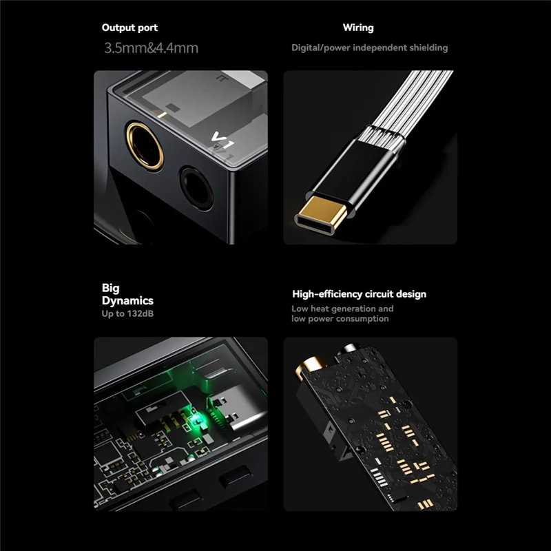 New-V1 Dual CS43131 DAC/AMP With Versatile Output Ports And Wiring Free Adapter Type-C